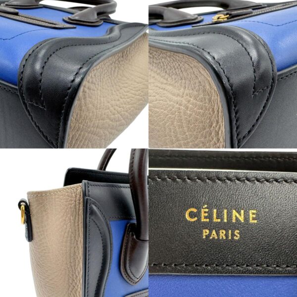 z1759 6 c Celine Luggage Nano Shopper Shoulder Bag Leather Blue Black Brown