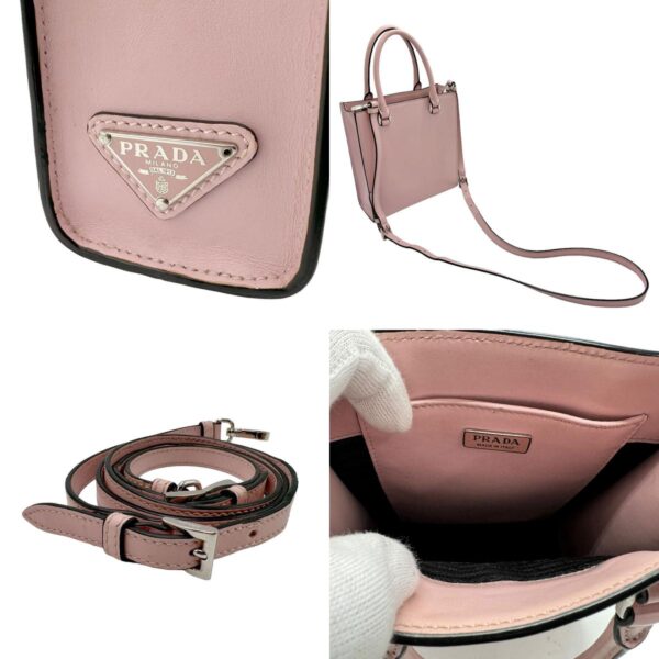 z1760 10 c Prada Crossbody Shoulder Bag Leather Pink