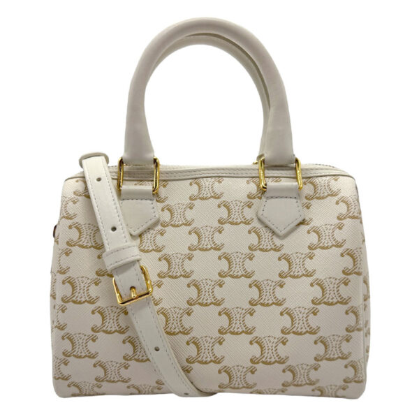 z1762 1 Celine Triomphe Handbag Canvas White