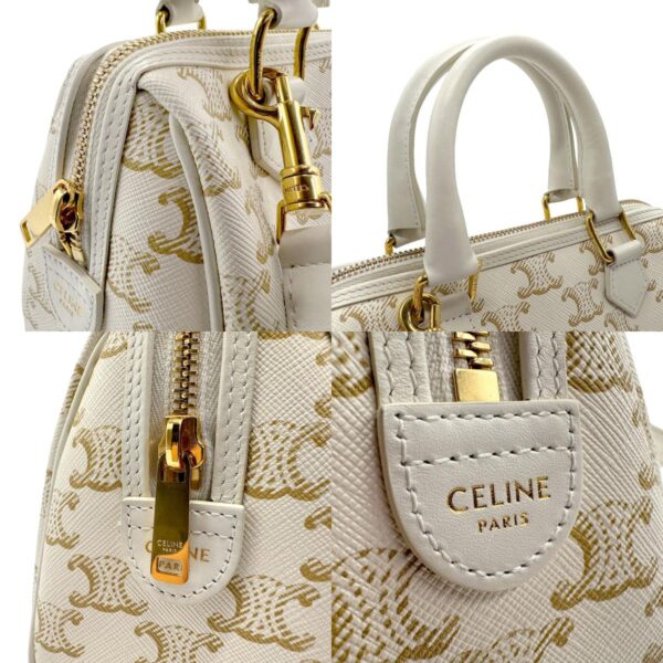 z1762 7 c Celine Triomphe Handbag Canvas White