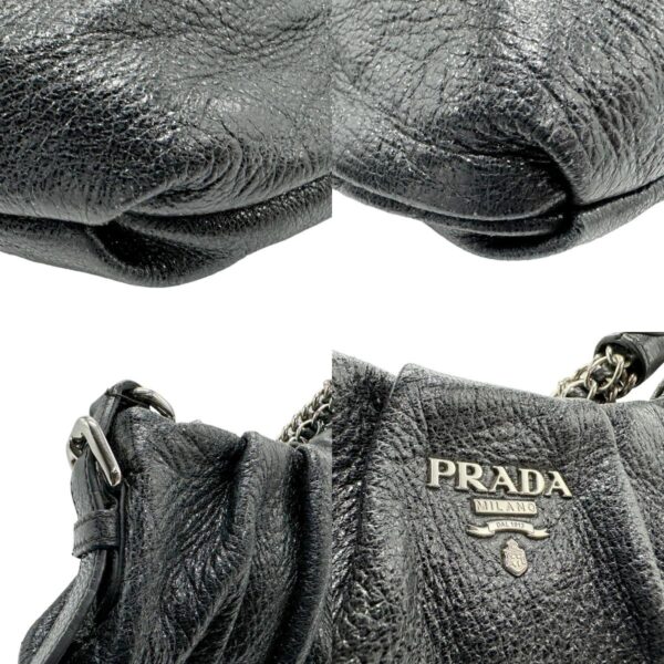 z1765 6 c Prada Handbag Leather Metallic Black