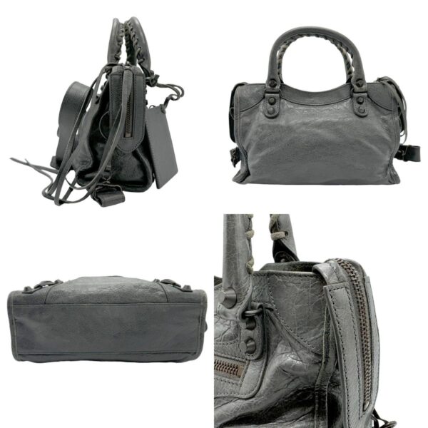 z1766 2 c Balenciaga Mini City Leather Shoulder Bag Gray