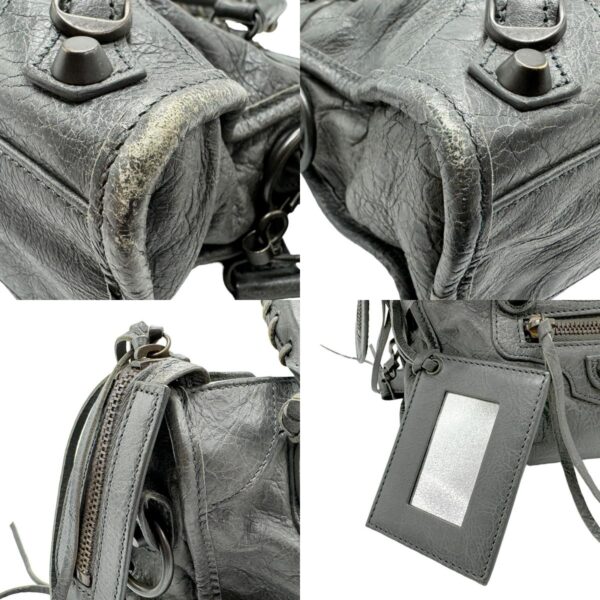 z1766 6 c Balenciaga Mini City Leather Shoulder Bag Gray