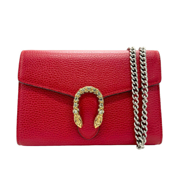 z1772 1 Gucci Dionysus Leather Chain Wallet Red