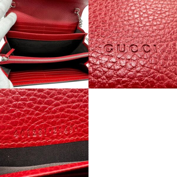 z1772 11 c Gucci Dionysus Leather Chain Wallet Red