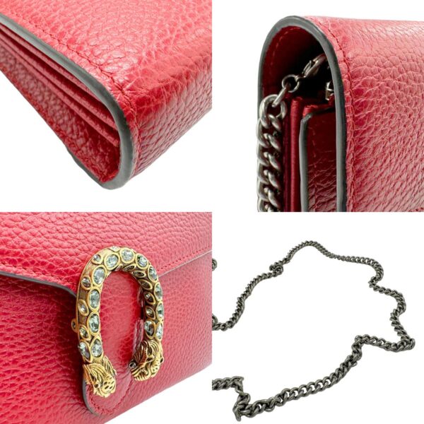 z1772 7 c Gucci Dionysus Leather Chain Wallet Red