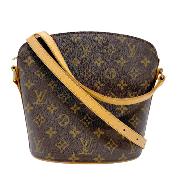 z1774 1 Louis Vuitton Drouot Monogram Canvas Shoulder Bag Brown