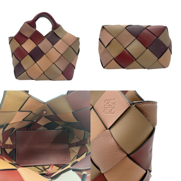 z1780 3 c Loewe Woven Basket Leather Shoulder Bag Multicolor