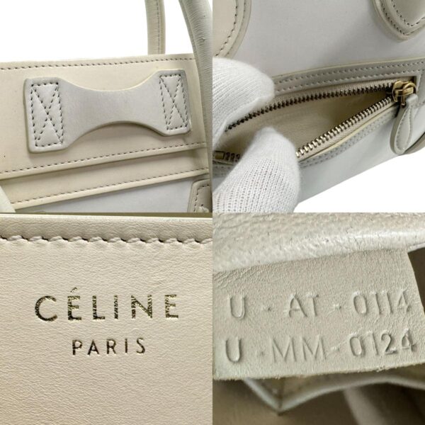 z1790 14 c Celine Luggage Micro Shopper Handbag Leather Beige White