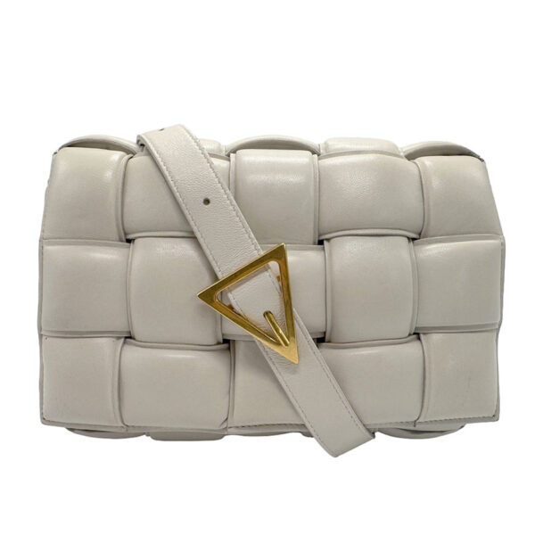 z1793 1 Bottega Veneta Padded Cassette Leather Shoulder Bag Ivory