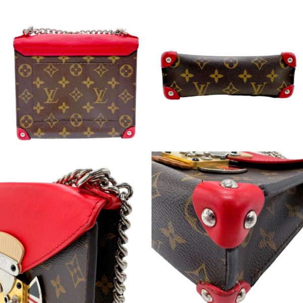 z1813 3 c Louis Vuitton Pochette Mask PM Monogram Canvas Shoulder Bag Red Brown