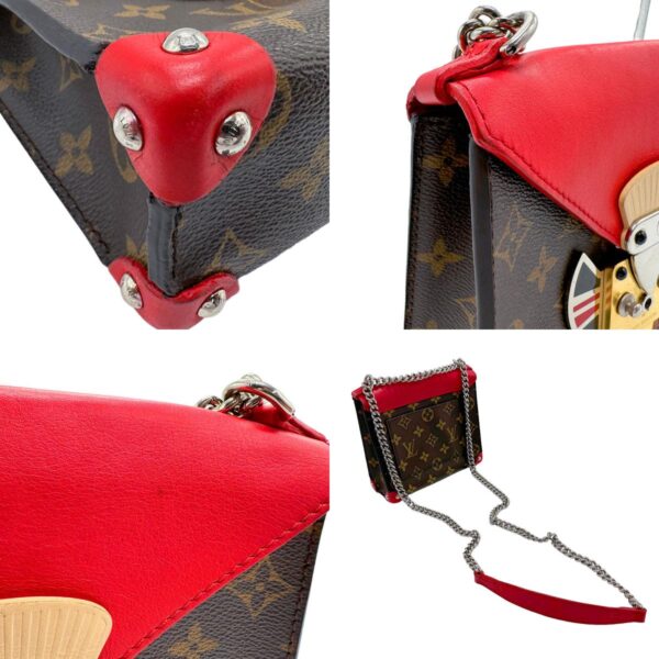 z1813 7 c Louis Vuitton Pochette Mask PM Monogram Canvas Shoulder Bag Red Brown