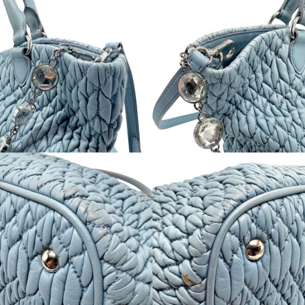 z1819 6 c Miu Miu Handbag Shoulder Bag Matelasse Leather Blue