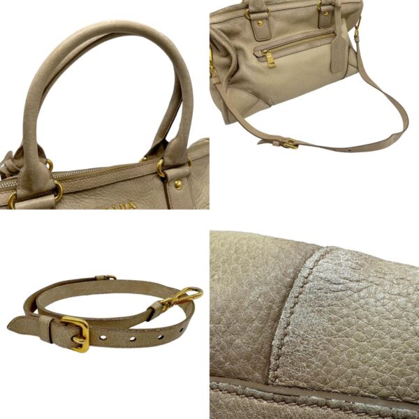 z1822 10 c Prada Shoulder Bag Leather Beige