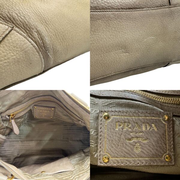 z1822 14 c Prada Shoulder Bag Leather Beige