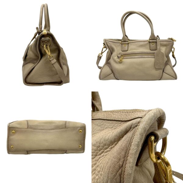 z1822 2 c Prada Shoulder Bag Leather Beige