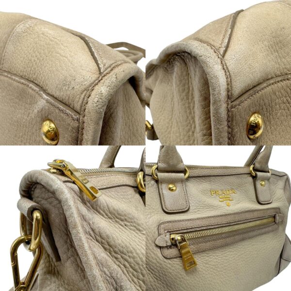 z1822 6 c Prada Shoulder Bag Leather Beige