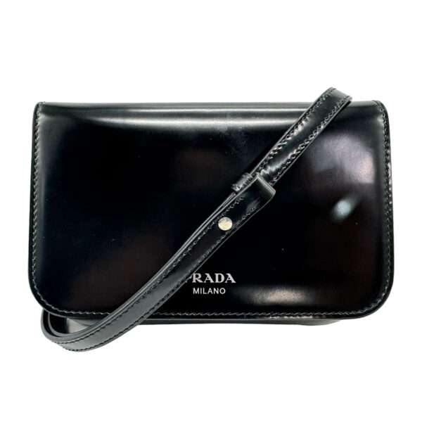 z1824 1 Prada Shoulder Bag Leather Black