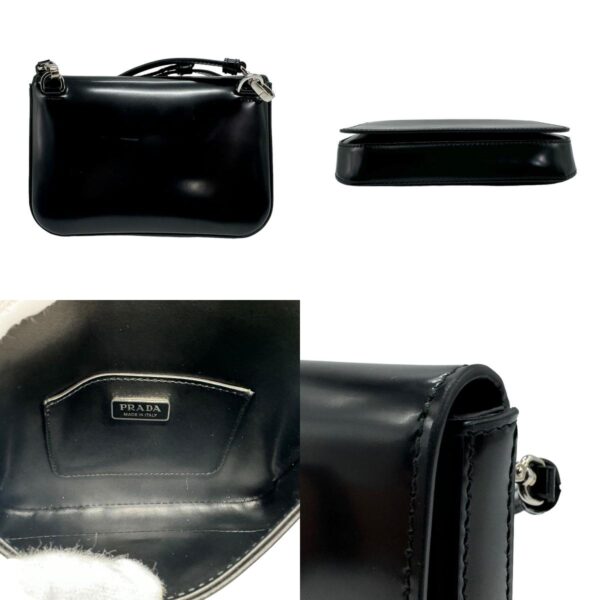 z1824 3 c Prada Shoulder Bag Leather Black