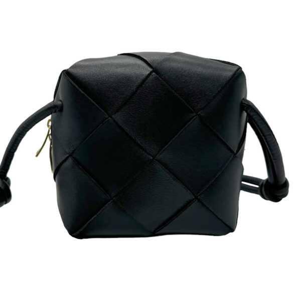 z1829 1 Bottega Veneta Mini Cassette Camera Bag Leather Shoulder Bag Black