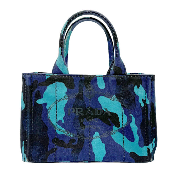 z1832 1 Prada Shoulder Bag Camouflage Canapa Canvas Blue Black Blue