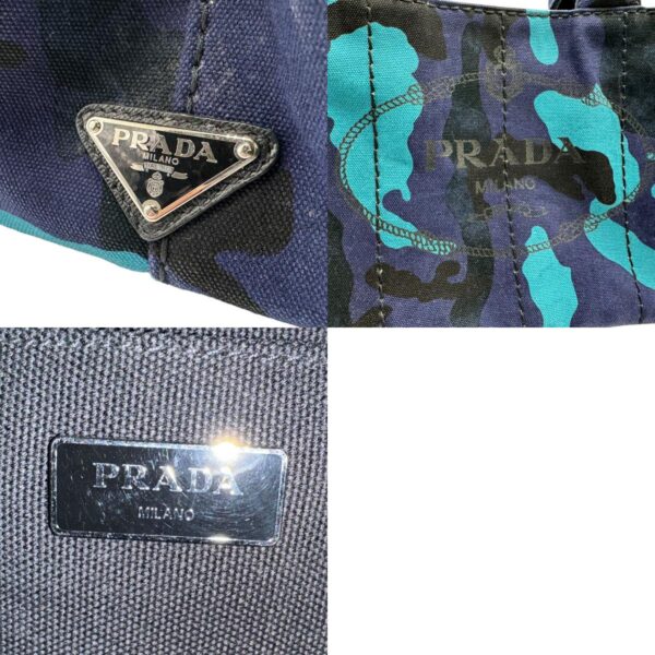 z1832 14 c Prada Shoulder Bag Camouflage Canapa Canvas Blue Black Blue