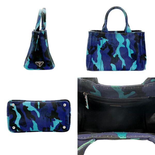 z1832 2 c Prada Shoulder Bag Camouflage Canapa Canvas Blue Black Blue