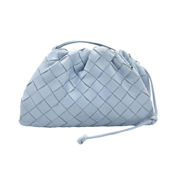 z1847 1 Bottega Veneta Intrecciato Mini The Pouch Leather Shoulder Bag Blue