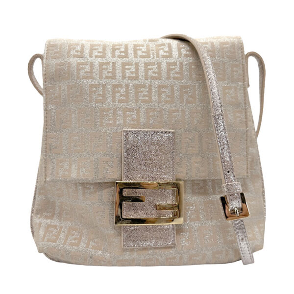 z1868 1 Fendi Zucchino Crossbody Shoulder Bag Canvas Pink