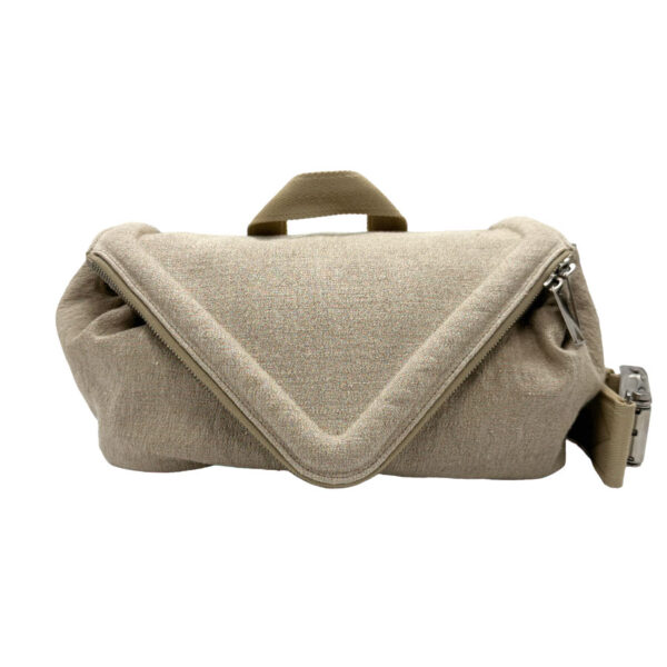 z1875 1 Bottega Veneta Beak Canvas Shoulder Bag Beige