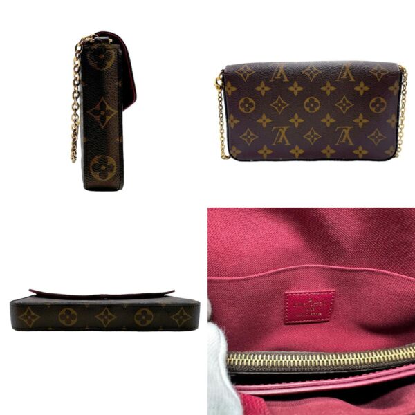 z1889 2 c Louis Vuitton Pochette Félicie Chain Wallet Fuchsia