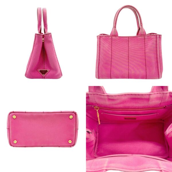 z1890 2 c Prada Shoulder Bag Canapa Canvas Pink