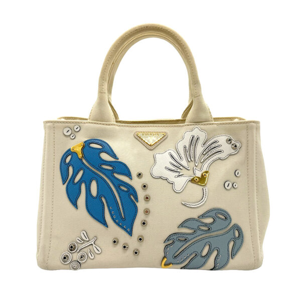 z1903 1 Prada Handbag Canapa Canvas Ivory