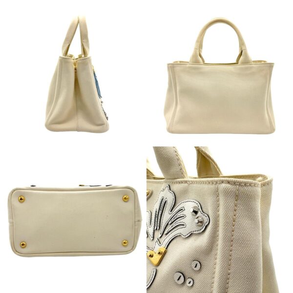 z1903 2 c Prada Handbag Canapa Canvas Ivory