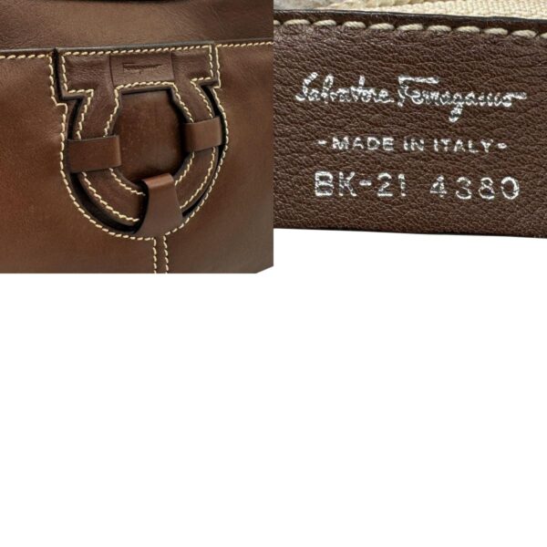 z1908 11 c Salvatore Ferragamo Gancini Leather Handbag Brown