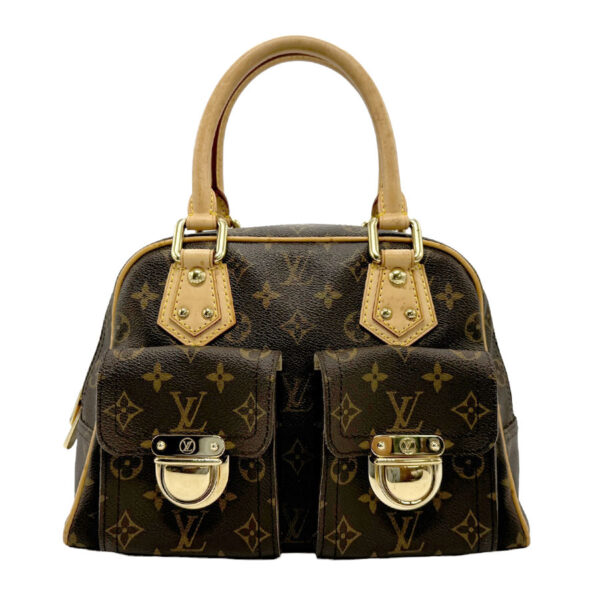 z1916 1 Louis Vuitton Manhattan PM Monogram Canvas Handbag Brown