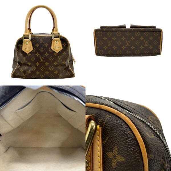 z1916 3 c Louis Vuitton Manhattan PM Monogram Canvas Handbag Brown