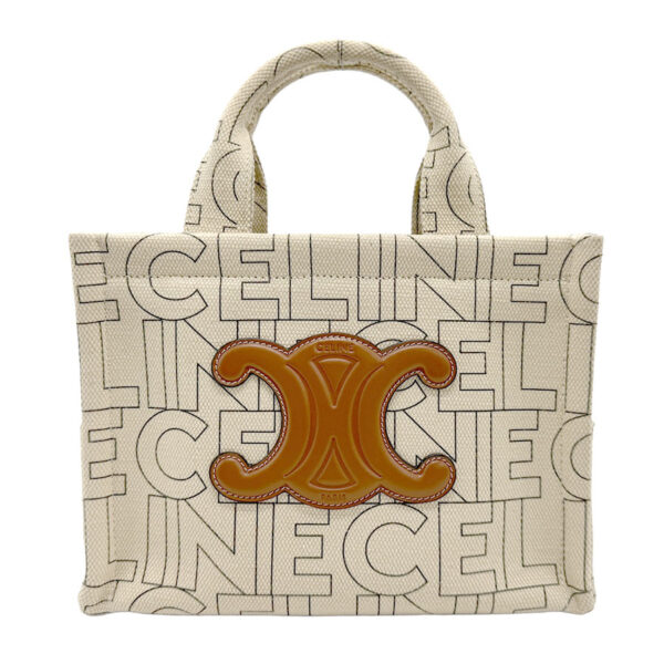 z1934 1 Celine Triomphe Hippo Tice Shoulder Bag Canvas Beige