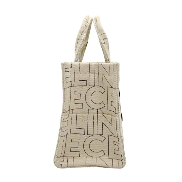 z1934 2 Celine Triomphe Hippo Tice Shoulder Bag Canvas Beige