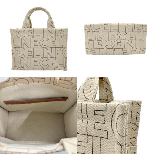 z1934 3 c Celine Triomphe Hippo Tice Shoulder Bag Canvas Beige