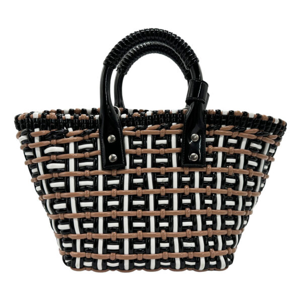 z1951 1 Balenciaga Bistro XS Handbag Black White Brown