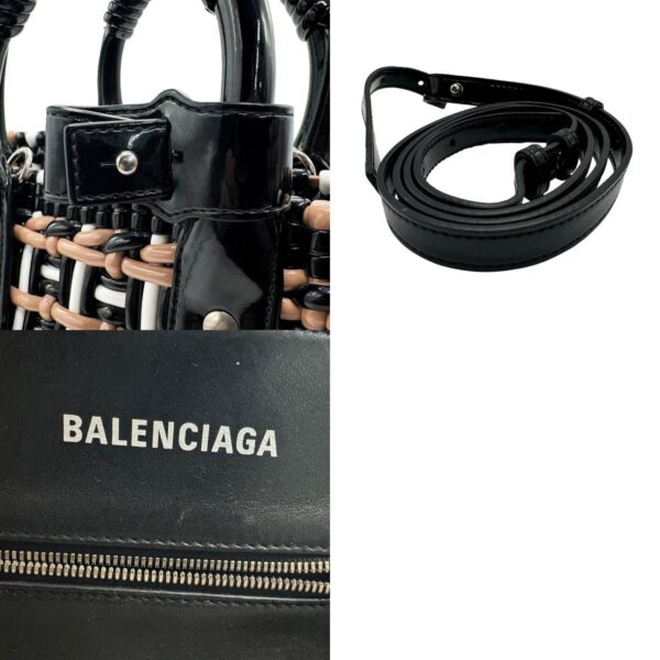 z1951 11 c Balenciaga Bistro XS Handbag Black White Brown