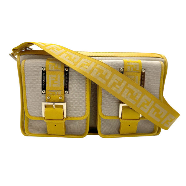 z1959 1 Fendi Shoulder Bag Canvas Yellow