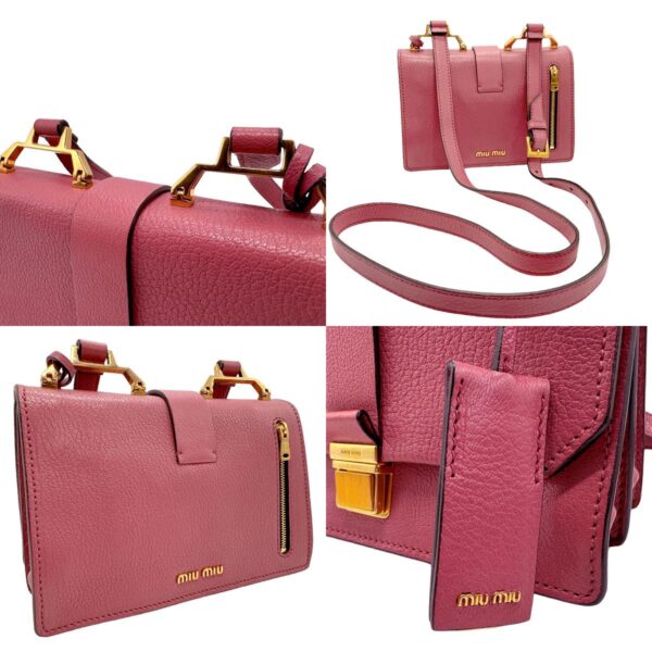 z1975 10 c Miu Miu Shoulder Bag Leather Pink