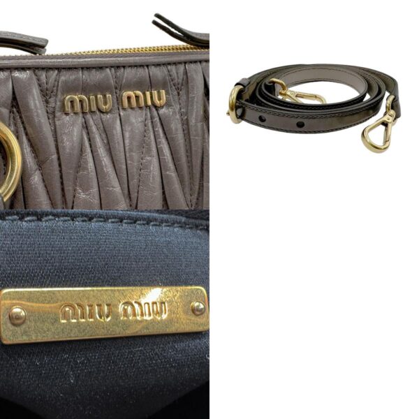 z1976 11 c Miu Miu Shoulder Bag Handbag Matelasse Leather Gray