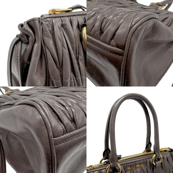 z1976 7 c Miu Miu Shoulder Bag Handbag Matelasse Leather Gray