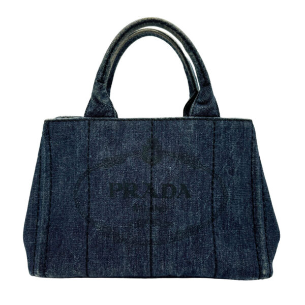 z1986 1 Prada Shoulder Bag Canapa Denim Indigo Blue