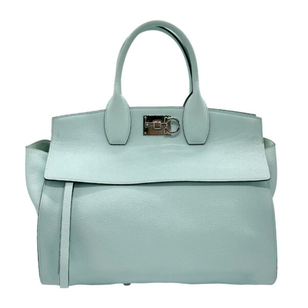 z2009 1 Salvatore Ferragamo Gancini Leather Shoulder Bag Mint Green