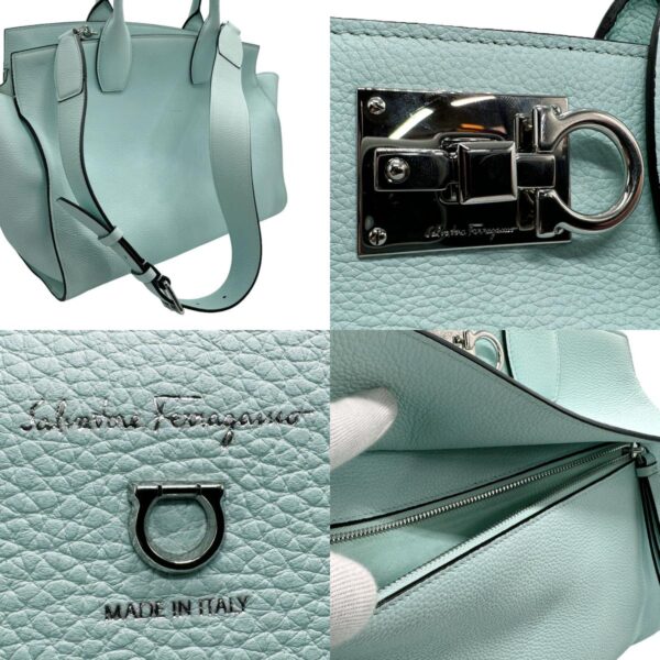 z2009 10 c Salvatore Ferragamo Gancini Leather Shoulder Bag Mint Green