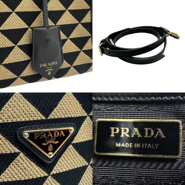 z2015 11 c Prada Shoulder Bag Canvas Black Beige